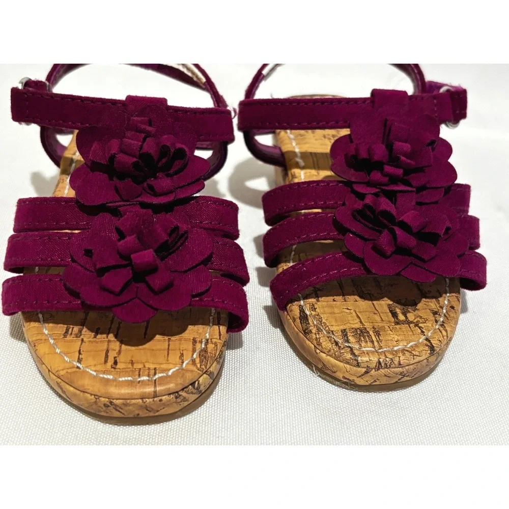 Gymboree Girls‎ Plum Purple Floral Cork Wedge Sandals Toddler Size 5